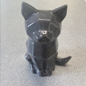 Elegant Gray Cat Ceramic Sculpture